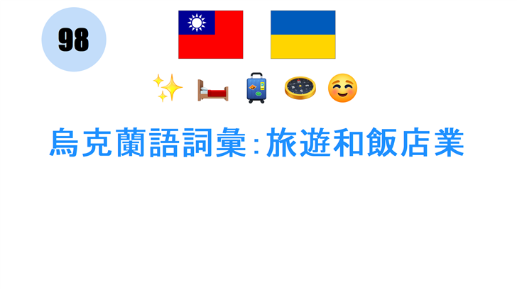 烏克蘭語詞彙：旅遊和飯店業